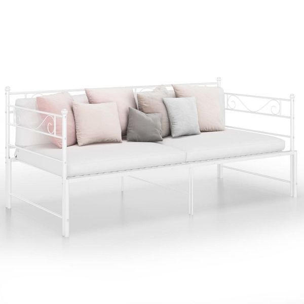vidaXL Tagesbett Ausziehbar Weiß Metall 90x200 cm, 324771