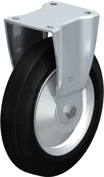 Blickle BH-V 252R-FA Stahlblech-Bockrolle, Schwerlast-Ausführung, mit Anschraubplatte, Vollgummi, Schwarz, 849834