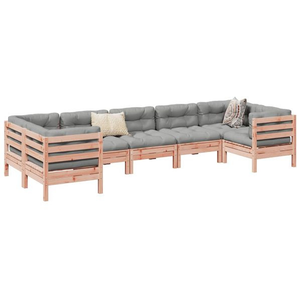 vidaXL 7-teilig Garten-Sofagarnitur mit Kissen Massivholz Douglasie, 3299623