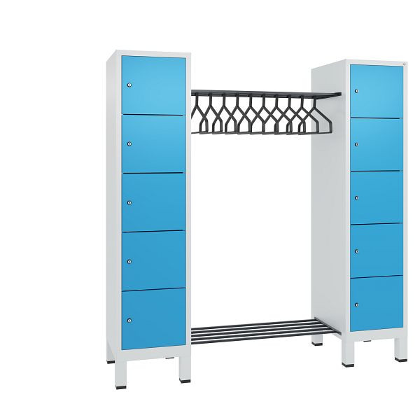 C+P Garderobe Evolo, 10 Fächer, H1850xB1790xT500 mm, Grau/Lichtblau, 48410-02 S10091