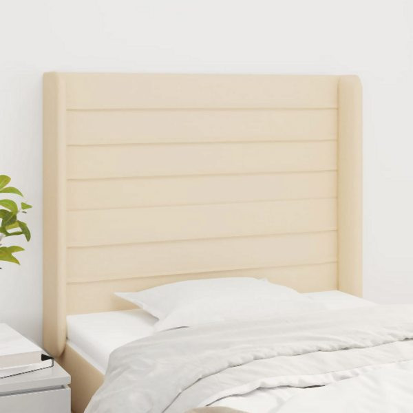 vidaXL Kopfteil mit Ohren Creme 83x16x118/128 cm Stoff, 3119699