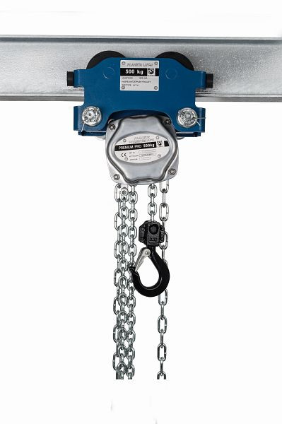 Planeta Kurzes Kombifahrwerk LHT-H-005L mit Handlaufkatze und Flaschenzug Premium-PRO Tragfähigkeit 500 kg, 3 m Hub, G20300