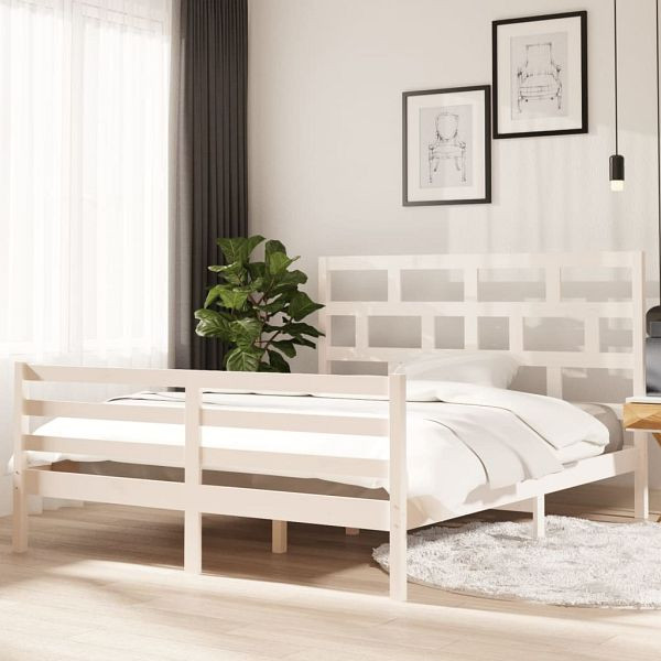 vidaXL Massivholzbett Weiß Kiefer 160x200 cm, 3101294, 8720286962817