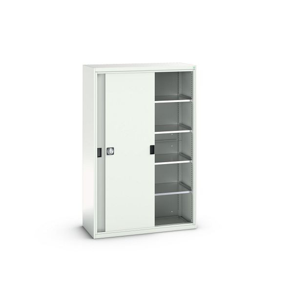 bott verso Schiebetürschrank, mit 4 Fachböden, BxTxH: 1300 x 550 x 2000 mm, Lichtgrau / Lichtgrau, 16926671.16