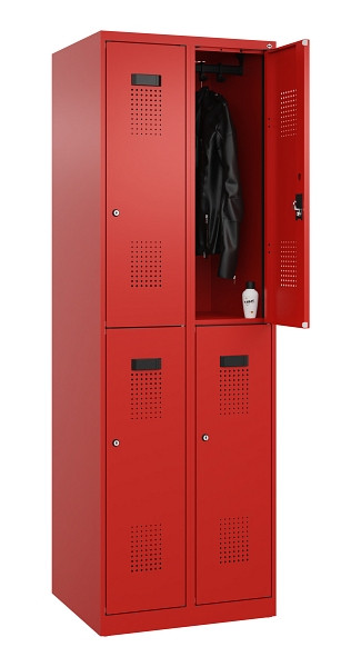 C+P Doppelstöckiger Spind Evolo PLUS, 4 Fächer, 1850x600x500mm, 3020/3020, Zylinderschloss, 049300-20 S10052