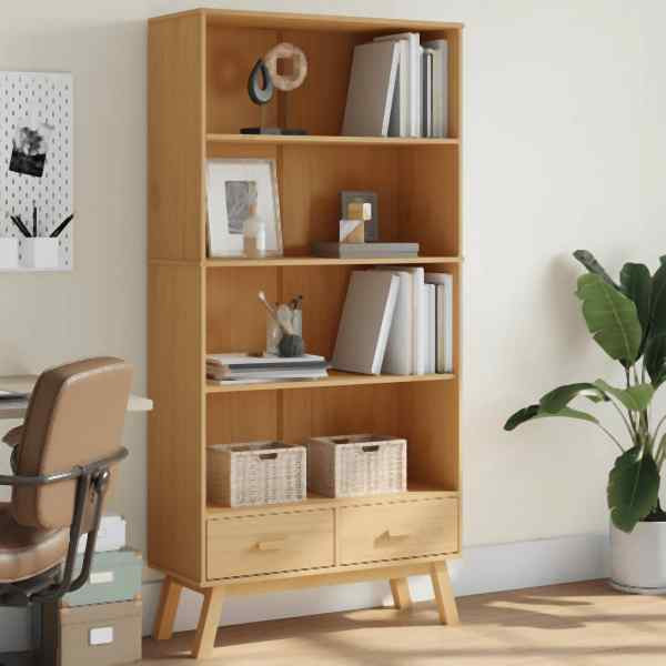 vidaXL Bücherregal OLDEN 4 Fächer Braun Massivholz Kiefer, 358612