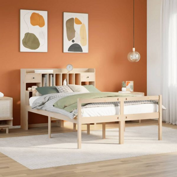 vidaXL Massivholzbett mit Regal ohne Matratze 140x190 cm Kiefernholz, 3322047