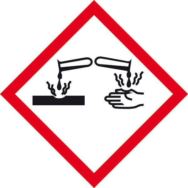 SafetyMarking GHS-Gefahrenpiktogramm, Symbol 05: Ätzwirkung, BxH 10x10 cm, Folie, selbstklebend, spezieller Oberlächenschutz, 39.0055-05