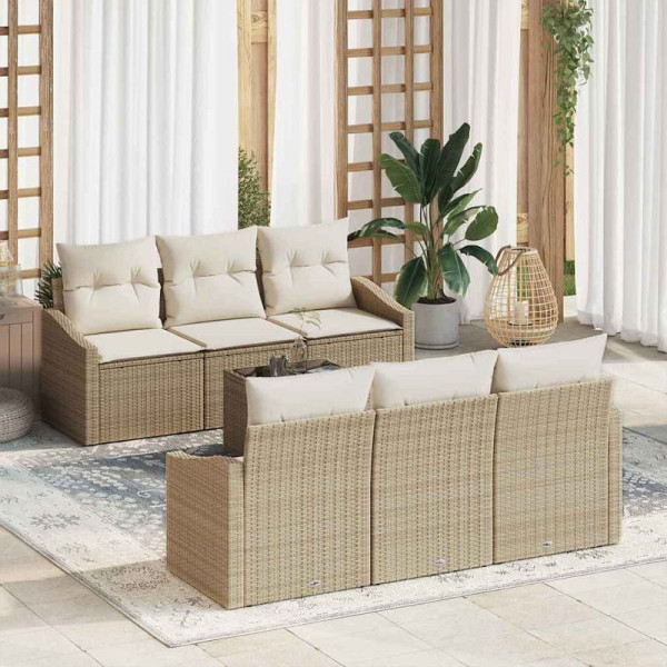 vidaXL Garten-Sofa-Set, 7er Set, Beige und Creme 55 x 55 x 37 cm, 3355280