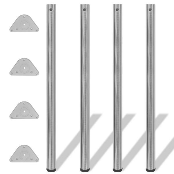 vidaXL 4 höhenverstellbare Tischbeine Nickel gebürstet 1100 mm, 242147