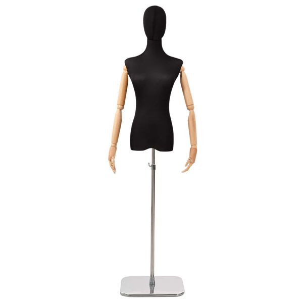 vidaXL Verstellbare Mannequin 165-213 cm mit Fuß Weiblich PP Schwarz, 42041700