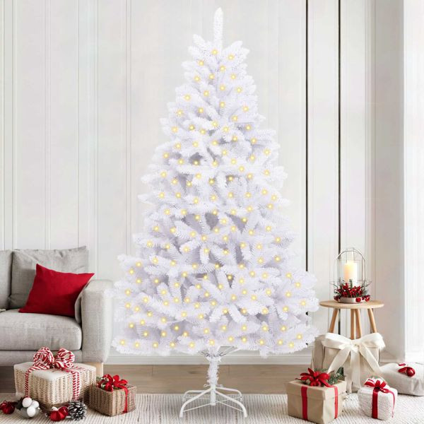 vidaXL Künstlicher Weihnachtsbaum Weiß 240 cm PVC und Metall, 3210117