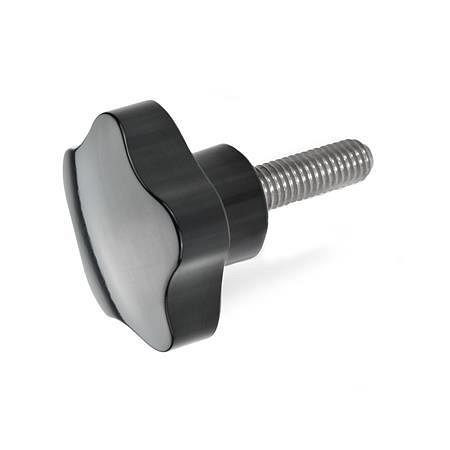 Ganter Sterngriffschrauben mit Edelstahl-Gewindestift, Duroplast (GN 5337.5-50-M10-50), VE: 10 Stück, 5337.5-50-M10-50