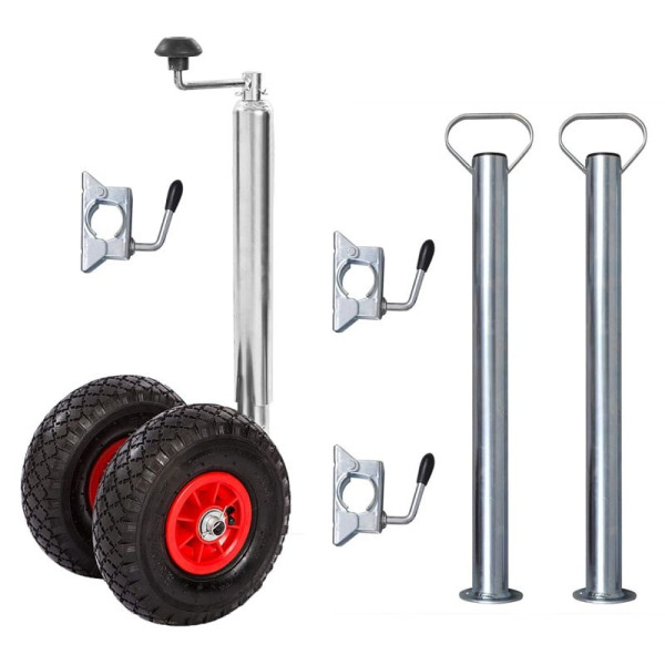 vidaXL Stützrad mit 2 Luftreifen, 2 Rohren und 3 Klemmen, 3214429