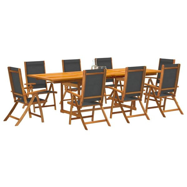vidaXL 9-teilig Garten-Essgruppe Massivholz Akazie und Textilene, 3279265