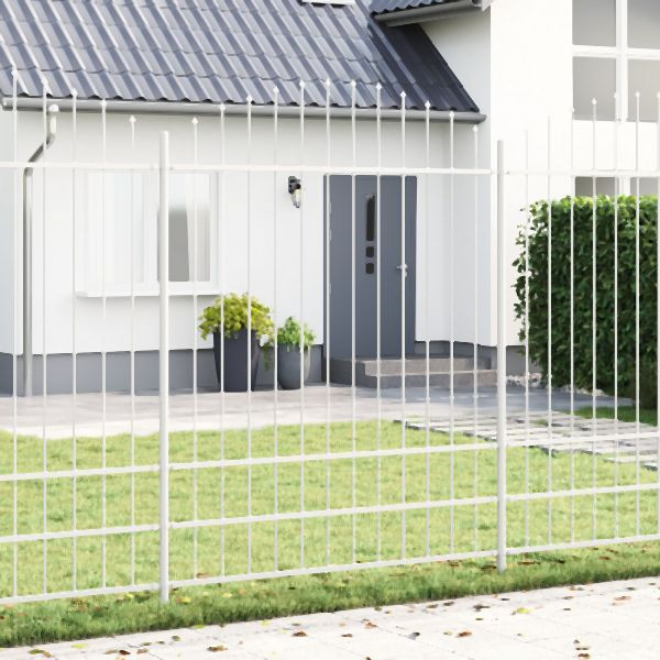 vidaXL Gartenzaun mit Rundbogen, Weiß, 13,6x2 m, Stahl, 3360177