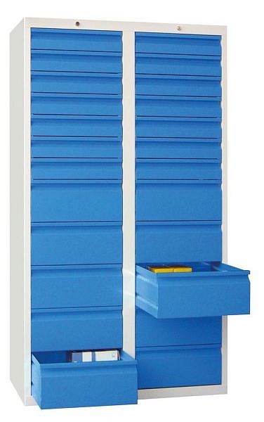 Pavoy Schubladenschrank Gleitführung, 1800/1000/500, Zylinderschloss, 2 Reihen, 14x100, 10x200, 43447-100-005-910905