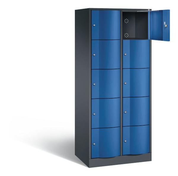 C+P Schließfachschrank Resisto, H1950xB772xT540mm, Farbe: Schwarzgrau / Enzianblau, 8570-272 S10136