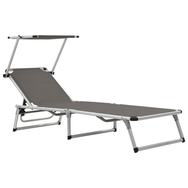 vidaXL Klappliege mit Sonnenschutz Aluminium und Textiline Grau, 44335