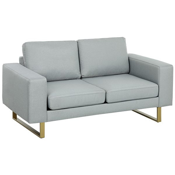 HOMCOM 2-Sitzer-Sofa, Couch mit Vollholzrahmen, Metallbeine, schlichtes Design, Hellgrau, 833-520V00LG