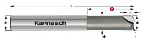 Karnasch PKD-EXTREME Schaftfräser mit Eckenradius d= 12,0 / r= 0,5 / L3= 60 / Z= 2, 30652312000560