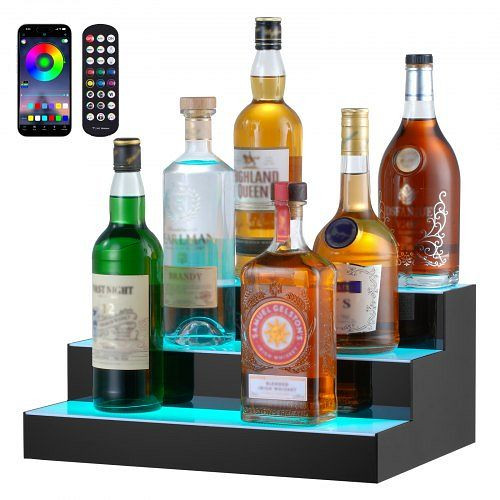 VEVOR Barregal Weinregal LED Beleuchtung Wandmontage 3-stufig 40cm Display, ZTXLEDJPZSJ3GG3HZV2