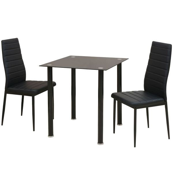 vidaXL 3-teilig Essgruppe Esstisch mit Stühlen Schwarz, 242932