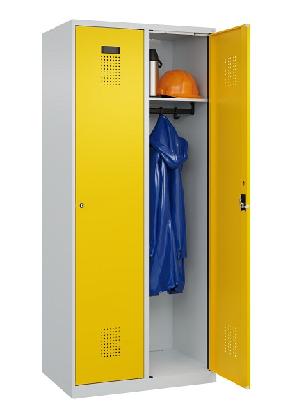C+P Spind Evolo PLUS, 2 Abteile, 1850x800x500mm, 7035/1023, Verschluss Zylinderschloss, Ablageböden 2, 049000-22 S10028