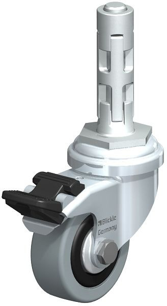 Blickle LRA-VPA 50G-FI-FA-E01 Apparate-Lenkrolle mit Expander & Feststeller, Vollgummi, Grau, 751142