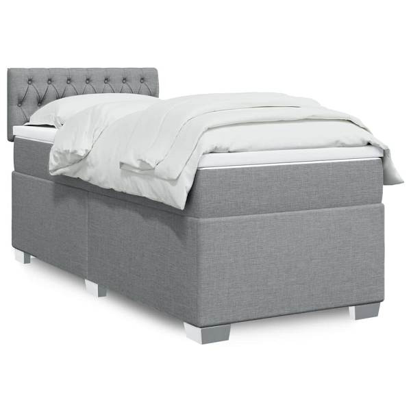vidaXL Boxspringbett mit Matratze Hellgrau 90x200 cm Stoff, 3285778