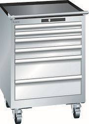 LISTA Schubladenschrank mobil 27x27E (BxTxH) 564x572x840mm KEY Lock, Lichtgrau, 6 Schubladen, Fronthöhen: 50 - 150 mm, 78.493.020