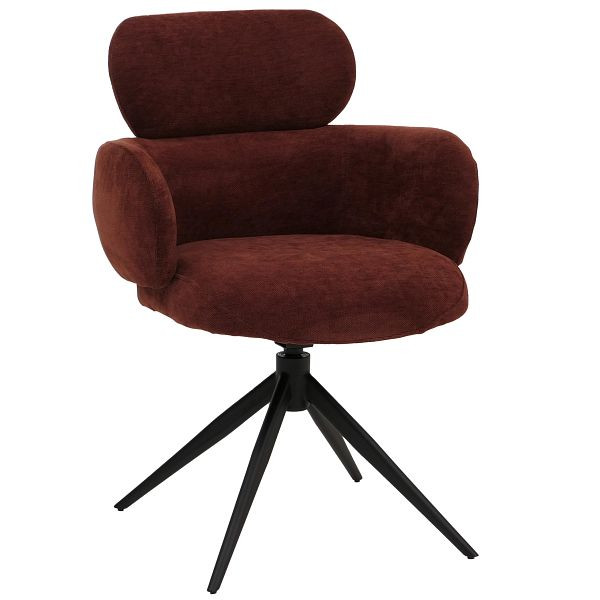 Mendler Esszimmerstuhl HWC-O77, Küchenstuhl Polsterstuhl, drehbar Auto-Return, Stoff (310g/m²) Chenille Öko-Tex, rotbraun, 139262