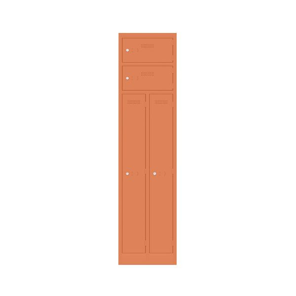Bisley Garderobenschrank Primary Locker, Garderobenkombination 2 Abteile und 2 Fächern oben, 603 orange, PLF4545D4603