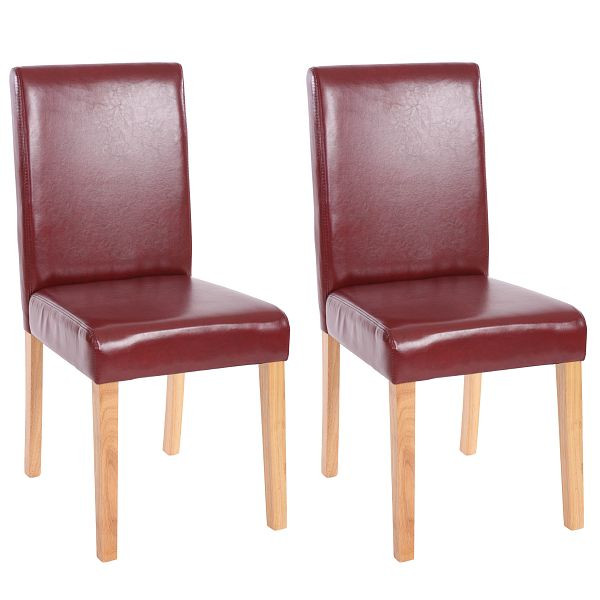 Mendler 2er-Set Esszimmerstuhl Stuhl Küchenstuhl Littau, Kunstleder, rot-braun, helle Beine, 33685