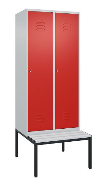 C+P Umkleidespind Classic PLUS mit Mitteltrennwand, 2 Abteile, 2120x800x815mm, 7035/3020, Zylinderschlösser, 0800507-22F S10017