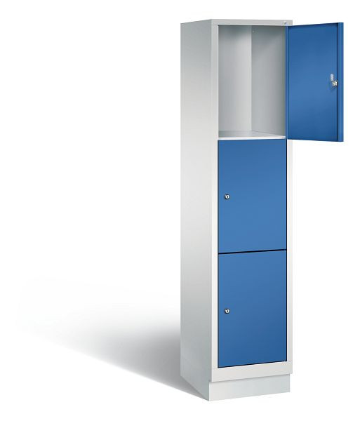 C+P Schließfachschrank Evolo, H1800xB420xT500mm, Farbe: Lichtgrau / Enzianblau, 48020-123 S10003