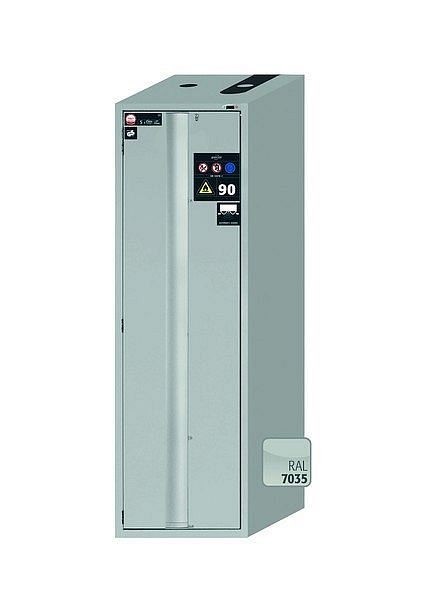 asecos Sicherheitsschrank S-PHOENIX touchless-90, S90.196.060.075.FDAO in lichtgrau RAL 7035 mit 4x Auszugswanne Standard (Edelstahl), 30317-001-30323