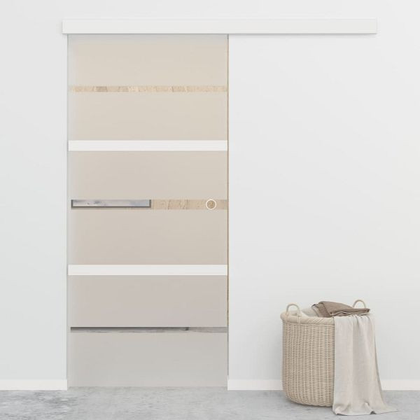 vidaXL Schiebetür ESG-Glas und Aluminium 90x205 cm Silbern, 288059