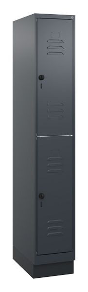 C+P Doppelstöckiger Spind Classic PLUS, Sockel, 1800x300x500mm, 7016/7016, Drehriegel, 0803207-10 S10012