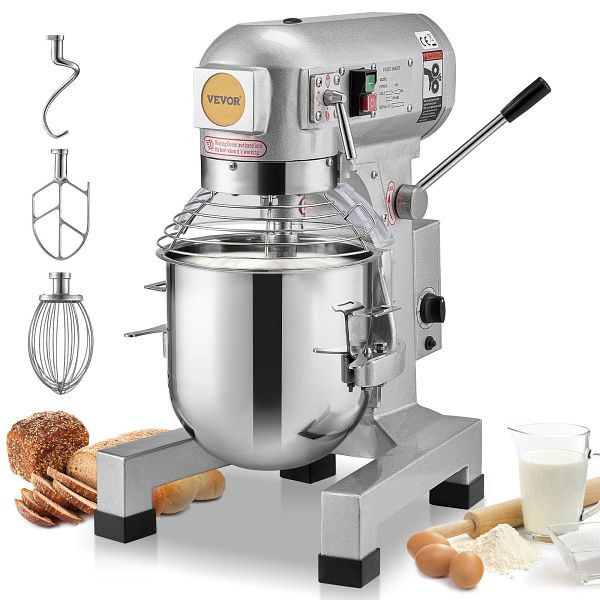 VEVOR Küchenmaschine Standmixer 1100W Knetmaschine 18,7L Teigmixer Mixer, 20 qt, ZXSPJBJ20QT1S6PRWV2