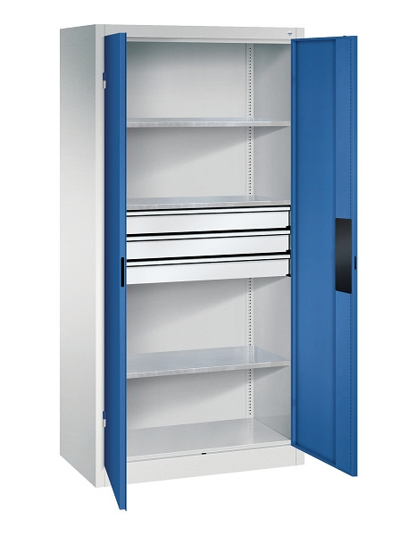 C+P Werkzeugschrank Acurado, H1950xB930xT500mm, 7035/5010, 2 Einlegeböden, Traglast 110 kg, 8921-5230 S10195