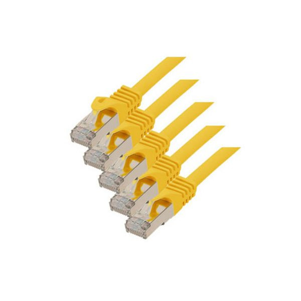 S-Conn RJ45 Patchkabel S/FTP, PIMF, Rohkabel CAT 7 Halogenfrei VE: 5 Stück, gelb, 0,25m, 75511-0.25Y-SET5