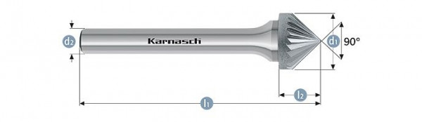 Karnasch Hartmetall-Frässtift unbeschichtet KSK/ HP-2 d1=6 / l2=3 / d2=6 / l1=50mm, VE: 4 Stück, 113110010