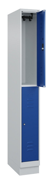 C+P Doppelstock-Spind Classic PLUS, Sockel, 1 Abteil, 1950x250x500mm, 7035/5010, 080320-19 S10018