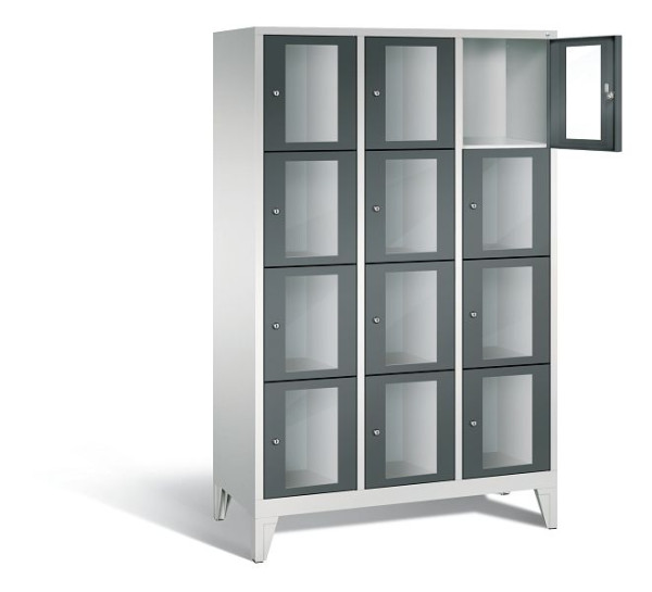 C+P Schließfachschrank Classic, H1850xB1200xT500mm, Farbe: Lichtgrau / Anthrazitgrau, 8010A324 S10027