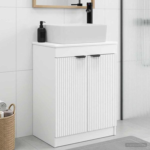 vidaXL Badezimmerschrank mit Waschbecken Weiß 54 x 35 x 83 cm, 890158