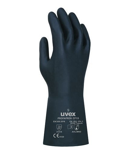 uvex Chemikalienschutzhandschuh profapren CF 33, Kat III, 33cm, Gr. 8, VE: 10 Paar, 210315