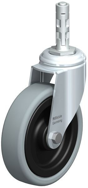 Blickle LKRA-VPA 126K-11-E11 Apparate-Lenkrolle mit Expander, Vollgummi, Grau, 358416