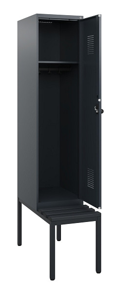 C+P Spind Evolo PLUS, 1 Abteil, 1950x400x815mm, 7016/7016, Drehriegel, Sitzfläche Kunststoff, Sitzbank, 0490505-12 S10070