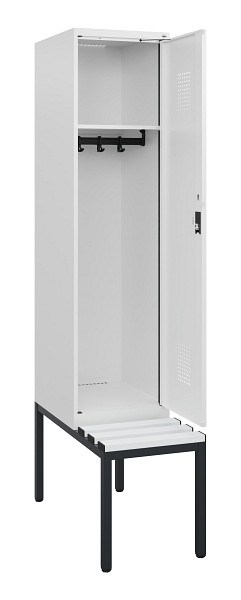 C+P Spind Evolo PLUS, 1 Abteil, 1950x400x815mm, 9016/9016, Zylinderschloss, Material Sitzfläche Kunststoff, Sitzbank, 0490505-12 S10101
